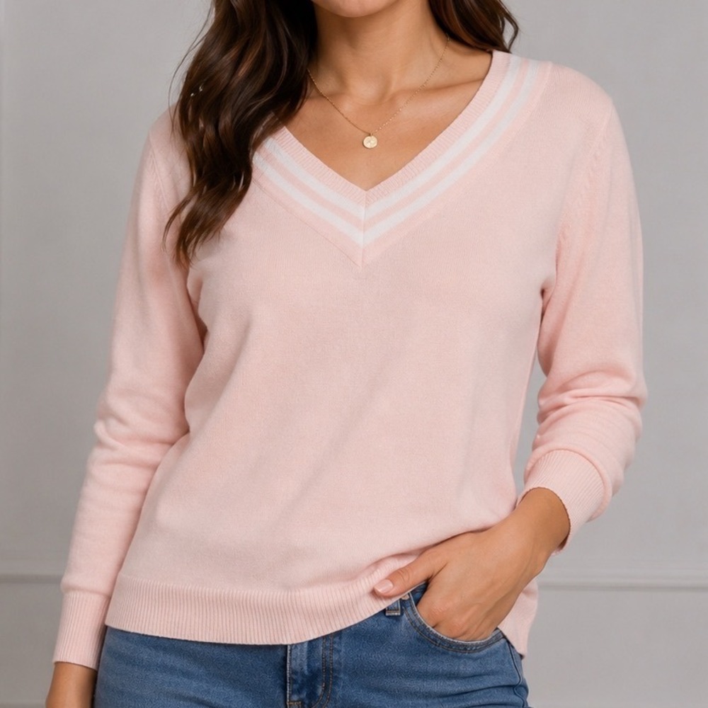 Vintage Lauren Ralph Lauren V-Neck Sweater Women's Small Cotton Blend Preppy